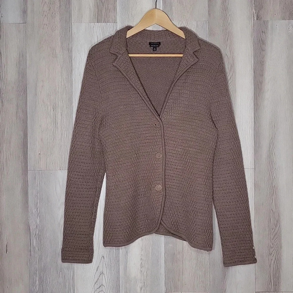 🛍Talbots‎ Merino Wool Brown Long Sleeve Button Casual Cardigan Womens Medium - Picture 1 of 7